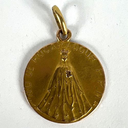 FRENCH NOTRE DAME DE ROCAMADOUR VIRGIN MARY 18 KARAT YELLOW GOLD MEDAL CHARM - ADDITIONAL PHOTO 10