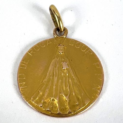 FRENCH NOTRE DAME DE ROCAMADOUR VIRGIN MARY 18 KARAT YELLOW GOLD MEDAL CHARM - ADDITIONAL PHOTO 11