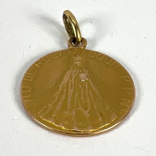 FRENCH NOTRE DAME DE ROCAMADOUR VIRGIN MARY 18 KARAT YELLOW GOLD MEDAL CHARM - ADDITIONAL PHOTO 12