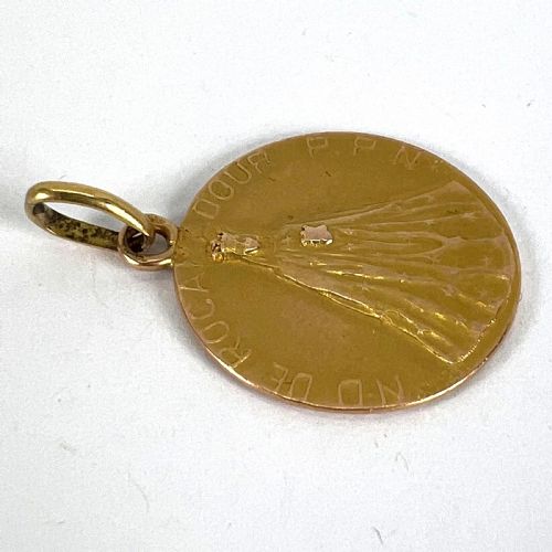 FRENCH NOTRE DAME DE ROCAMADOUR VIRGIN MARY 18 KARAT YELLOW GOLD MEDAL CHARM - ADDITIONAL PHOTO 13