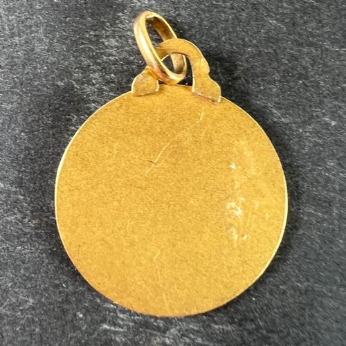 VINTAGE FRENCH SAINT ISABELLE OF FRANCE 18 KARAT YELLOW GOLD MEDAL CHARM PENDANT - ADDITIONAL PHOTO 2