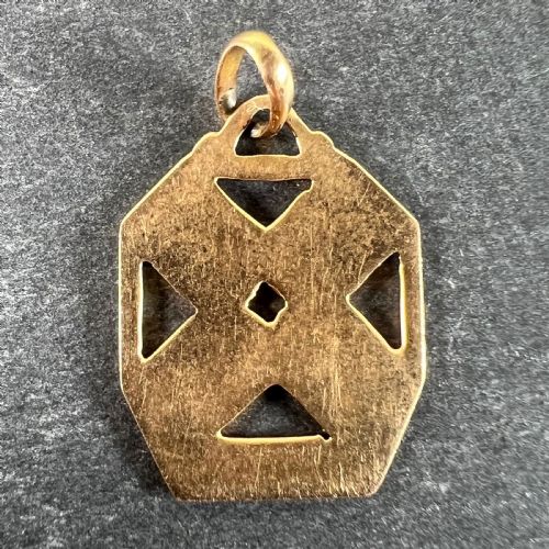 FRENCH 18K YELLOW GOLD ENAMEL REUSSITE ACES GAMBLING CARDS LUCKY CHARM PENDANT - ADDITIONAL PHOTO 2