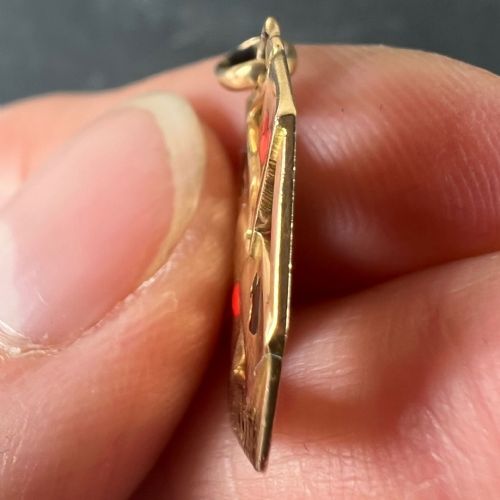 FRENCH 18K YELLOW GOLD ENAMEL REUSSITE ACES GAMBLING CARDS LUCKY CHARM PENDANT - ADDITIONAL PHOTO 6