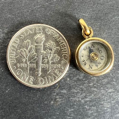 VINTAGE FRENCH 18K YELLOW GOLD COMPASS CHARM PENDANT - ADDITIONAL PHOTO 9