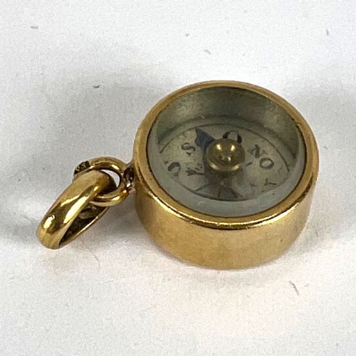 VINTAGE FRENCH 18K YELLOW GOLD COMPASS CHARM PENDANT - ADDITIONAL PHOTO 11