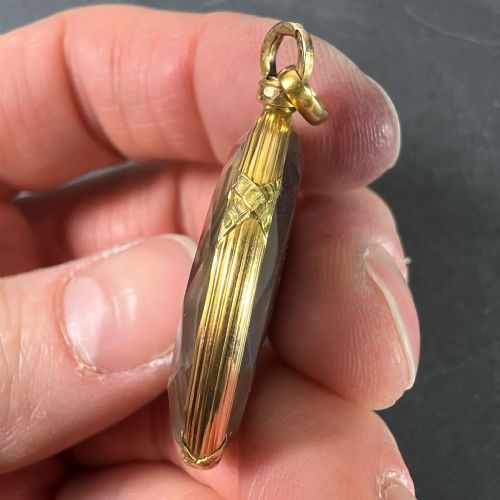 ANTIQUE FRENCH 18K YELLOW GOLD FACETED GLASS PHOTO PENDANT LOCKET - ADDITIONAL PHOTO 7