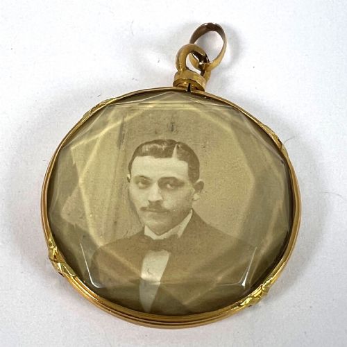 ANTIQUE FRENCH 18K YELLOW GOLD FACETED GLASS PHOTO PENDANT LOCKET - ADDITIONAL PHOTO 13