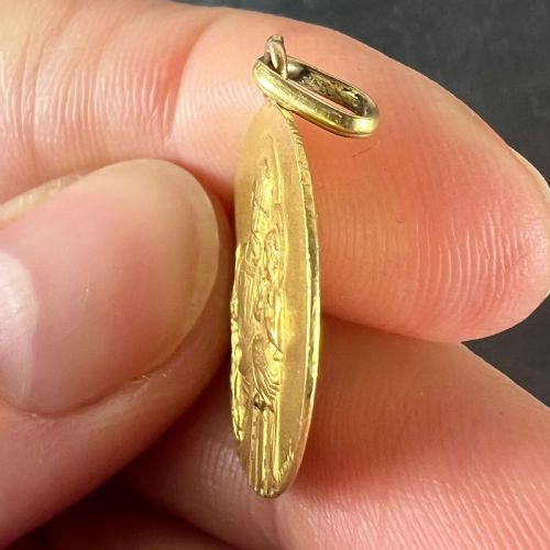 FRENCH TAIRAC SAINT JOSEPH AND JESUS 18K YELLOW GOLD MEDAL PENDANT - ADDITIONAL PHOTO 5