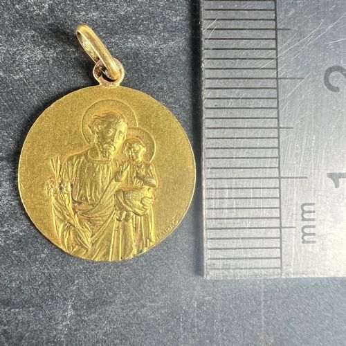 FRENCH TAIRAC SAINT JOSEPH AND JESUS 18K YELLOW GOLD MEDAL PENDANT - ADDITIONAL PHOTO 8