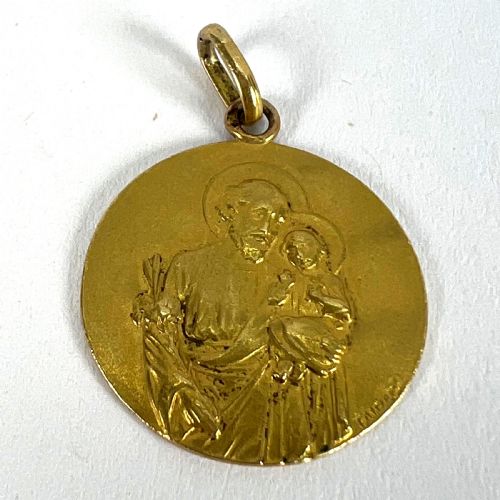 FRENCH TAIRAC SAINT JOSEPH AND JESUS 18K YELLOW GOLD MEDAL PENDANT - ADDITIONAL PHOTO 11