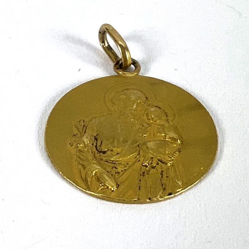 FRENCH TAIRAC SAINT JOSEPH AND JESUS 18K YELLOW GOLD MEDAL PENDANT - ADDITIONAL PHOTO 12