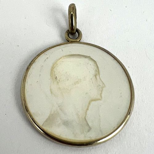 FRENCH VIRGIN MARY MOTHER OF PEARL 18K WHITE GOLD MEDAL PENDANT - ADDITIONAL PHOTO 11