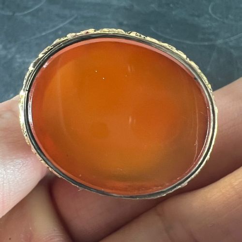 LARGE ANTIQUE VICTORIAN CARNELIAN 9K YELLOW GOLD CHARM PENDANT FOB SEAL - ADDITIONAL PHOTO 8
