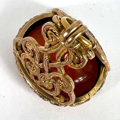 LARGE ANTIQUE VICTORIAN CARNELIAN 9K YELLOW GOLD CHARM PENDANT FOB SEAL - ADDITIONAL PHOTO 15