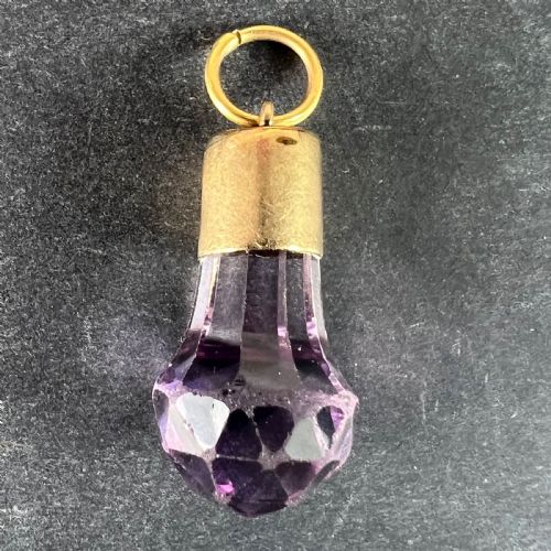 ANTIQUE 18K YELLOW GOLD AMETHYST FOB CHARM PENDANT - ADDITIONAL PHOTO 1