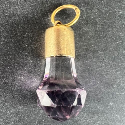 ANTIQUE 18K YELLOW GOLD AMETHYST FOB CHARM PENDANT - ADDITIONAL PHOTO 2