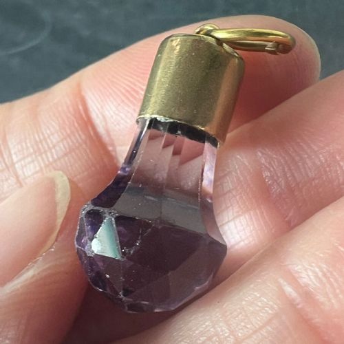 ANTIQUE 18K YELLOW GOLD AMETHYST FOB CHARM PENDANT - ADDITIONAL PHOTO 5
