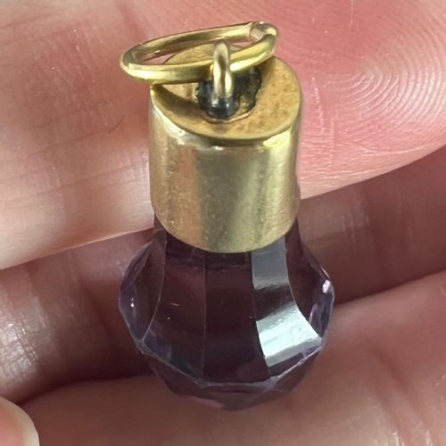 ANTIQUE 18K YELLOW GOLD AMETHYST FOB CHARM PENDANT - ADDITIONAL PHOTO 7