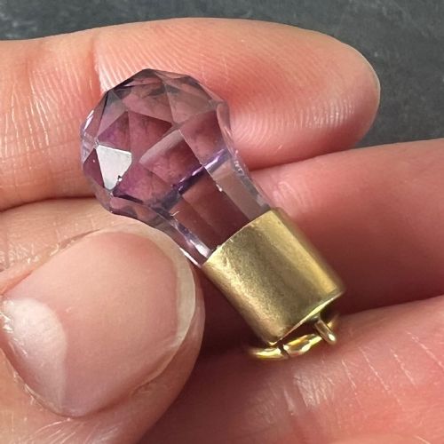 ANTIQUE 18K YELLOW GOLD AMETHYST FOB CHARM PENDANT - ADDITIONAL PHOTO 8