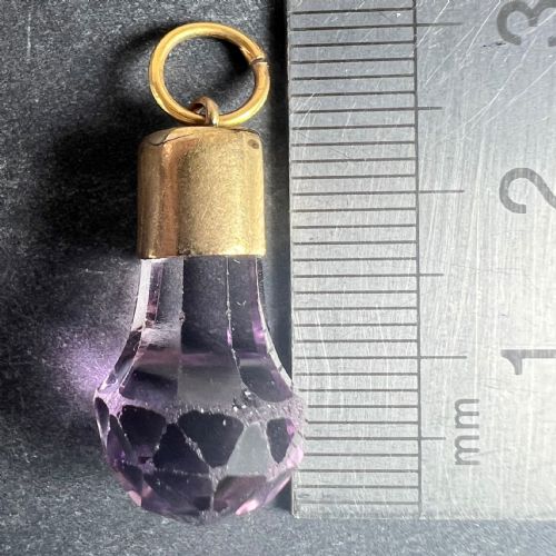 ANTIQUE 18K YELLOW GOLD AMETHYST FOB CHARM PENDANT - ADDITIONAL PHOTO 9