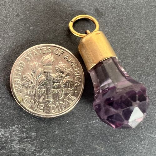 ANTIQUE 18K YELLOW GOLD AMETHYST FOB CHARM PENDANT - ADDITIONAL PHOTO 10