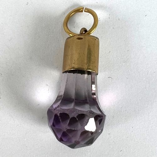 ANTIQUE 18K YELLOW GOLD AMETHYST FOB CHARM PENDANT - ADDITIONAL PHOTO 11