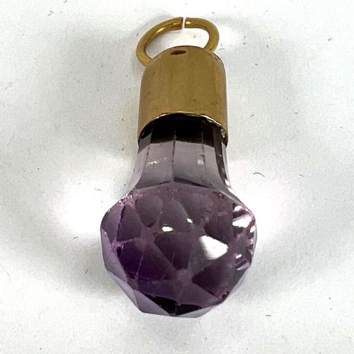 ANTIQUE 18K YELLOW GOLD AMETHYST FOB CHARM PENDANT - ADDITIONAL PHOTO 12