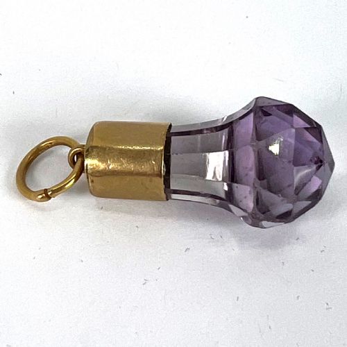 ANTIQUE 18K YELLOW GOLD AMETHYST FOB CHARM PENDANT - ADDITIONAL PHOTO 14