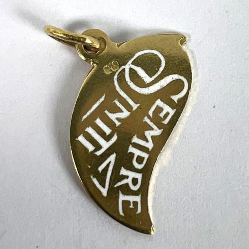 ART DECO DIVISI MA SEMPRE UNITE 18K YELLOW GOLD ENAMEL CHARM PENDANT - ADDITIONAL PHOTO 10