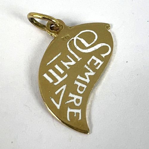 ART DECO DIVISI MA SEMPRE UNITE 18K YELLOW GOLD ENAMEL CHARM PENDANT - ADDITIONAL PHOTO 11