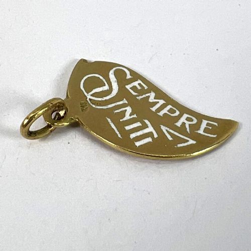 ART DECO DIVISI MA SEMPRE UNITE 18K YELLOW GOLD ENAMEL CHARM PENDANT - ADDITIONAL PHOTO 12