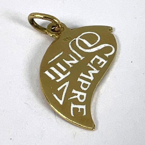 ART DECO DIVISI MA SEMPRE UNITE 18K YELLOW GOLD ENAMEL CHARM PENDANT - ADDITIONAL PHOTO 13