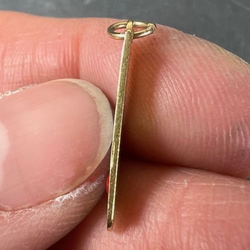 FRENCH ART DECO LOVE THERMOMETER 18K YELLOW GOLD ENAMEL CHARM PENDANT - ADDITIONAL PHOTO 5