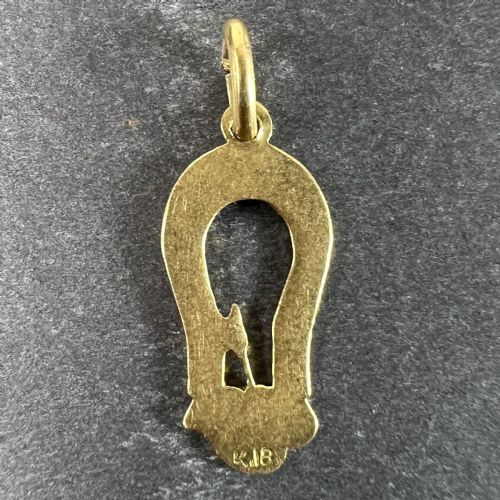 FRENCH ART DECO LOVE MAGNET 18K YELLOW GOLD ENAMEL CHARM PENDANT - ADDITIONAL PHOTO 2