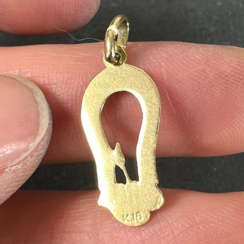 FRENCH ART DECO LOVE MAGNET 18K YELLOW GOLD ENAMEL CHARM PENDANT - ADDITIONAL PHOTO 7