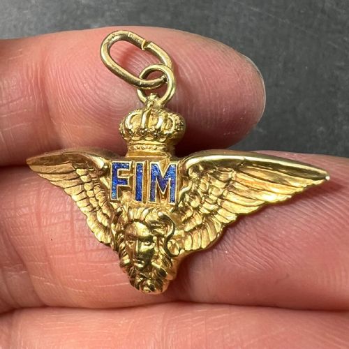 VINTAGE ITALIAN CHIAPPE AIR FORCE FIM WINGS CROWN 18K YELLOW GOLD ENAMEL CHARM PENDANT - ADDITIONAL PHOTO 5