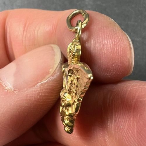 VINTAGE ITALIAN CHIAPPE AIR FORCE FIM WINGS CROWN 18K YELLOW GOLD ENAMEL CHARM PENDANT - ADDITIONAL PHOTO 6