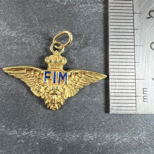 VINTAGE ITALIAN CHIAPPE AIR FORCE FIM WINGS CROWN 18K YELLOW GOLD ENAMEL CHARM PENDANT - ADDITIONAL PHOTO 8
