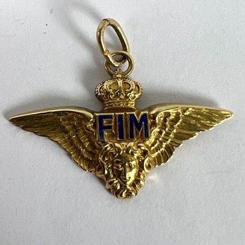 VINTAGE ITALIAN CHIAPPE AIR FORCE FIM WINGS CROWN 18K YELLOW GOLD ENAMEL CHARM PENDANT - ADDITIONAL PHOTO 10