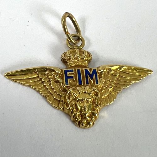 VINTAGE ITALIAN CHIAPPE AIR FORCE FIM WINGS CROWN 18K YELLOW GOLD ENAMEL CHARM PENDANT - ADDITIONAL PHOTO 11