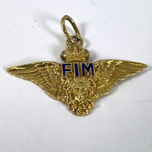 VINTAGE ITALIAN CHIAPPE AIR FORCE FIM WINGS CROWN 18K YELLOW GOLD ENAMEL CHARM PENDANT - ADDITIONAL PHOTO 12