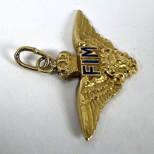 VINTAGE ITALIAN CHIAPPE AIR FORCE FIM WINGS CROWN 18K YELLOW GOLD ENAMEL CHARM PENDANT - ADDITIONAL PHOTO 13