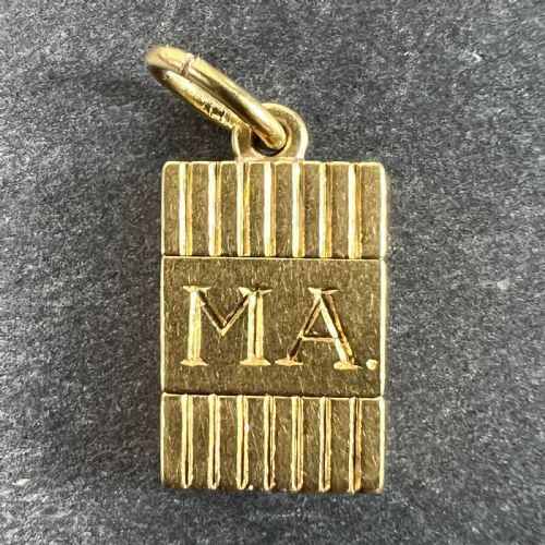 VINTAGE DECO FOLDING FOB SEAL INITIALS AM 18K YELLOW GOLD CHARM PENDANT - ADDITIONAL PHOTO 3