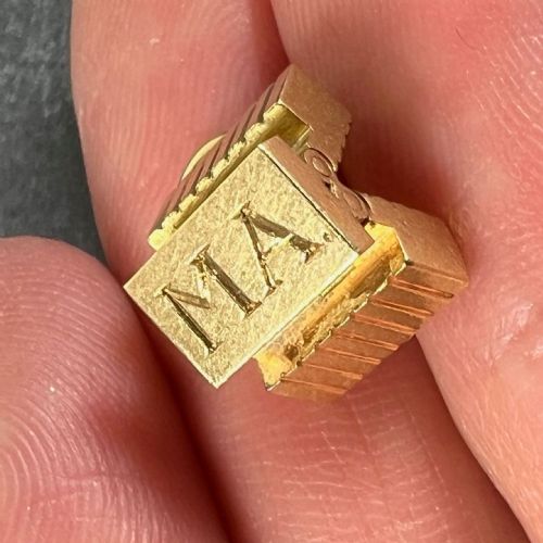VINTAGE DECO FOLDING FOB SEAL INITIALS AM 18K YELLOW GOLD CHARM PENDANT - ADDITIONAL PHOTO 6