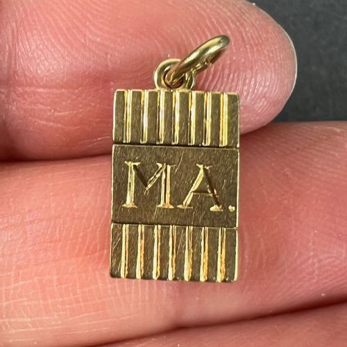 VINTAGE DECO FOLDING FOB SEAL INITIALS AM 18K YELLOW GOLD CHARM PENDANT - ADDITIONAL PHOTO 7