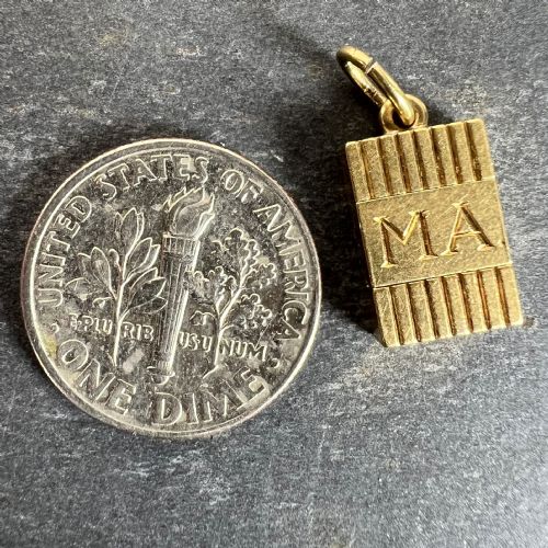 VINTAGE DECO FOLDING FOB SEAL INITIALS AM 18K YELLOW GOLD CHARM PENDANT - ADDITIONAL PHOTO 14