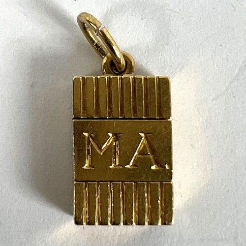 VINTAGE DECO FOLDING FOB SEAL INITIALS AM 18K YELLOW GOLD CHARM PENDANT - ADDITIONAL PHOTO 15
