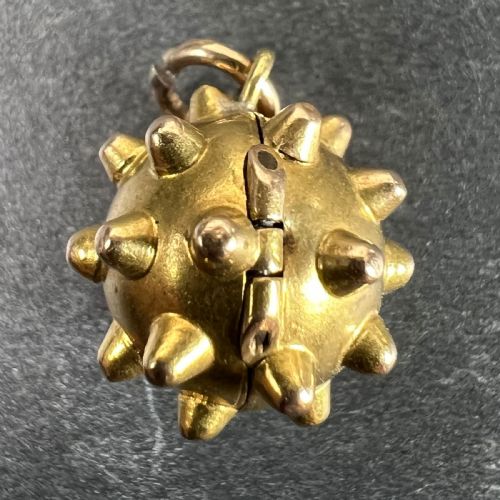 VINTAGE DECO SPUTNIK LOCKET 18K YELLOW GOLD CHARM PENDANT - ADDITIONAL PHOTO 2