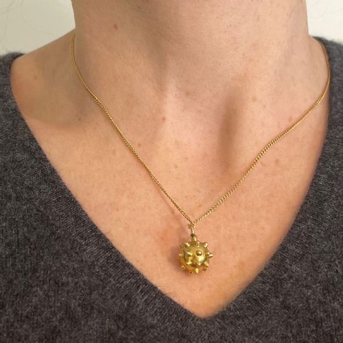 VINTAGE DECO SPUTNIK LOCKET 18K YELLOW GOLD CHARM PENDANT - ADDITIONAL PHOTO 4