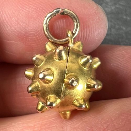 VINTAGE DECO SPUTNIK LOCKET 18K YELLOW GOLD CHARM PENDANT - ADDITIONAL PHOTO 5